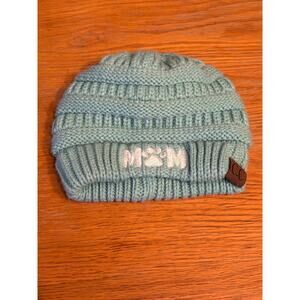 C.C Embroidered Dog Cat Pet Mom Mint Green Knitted Beanie